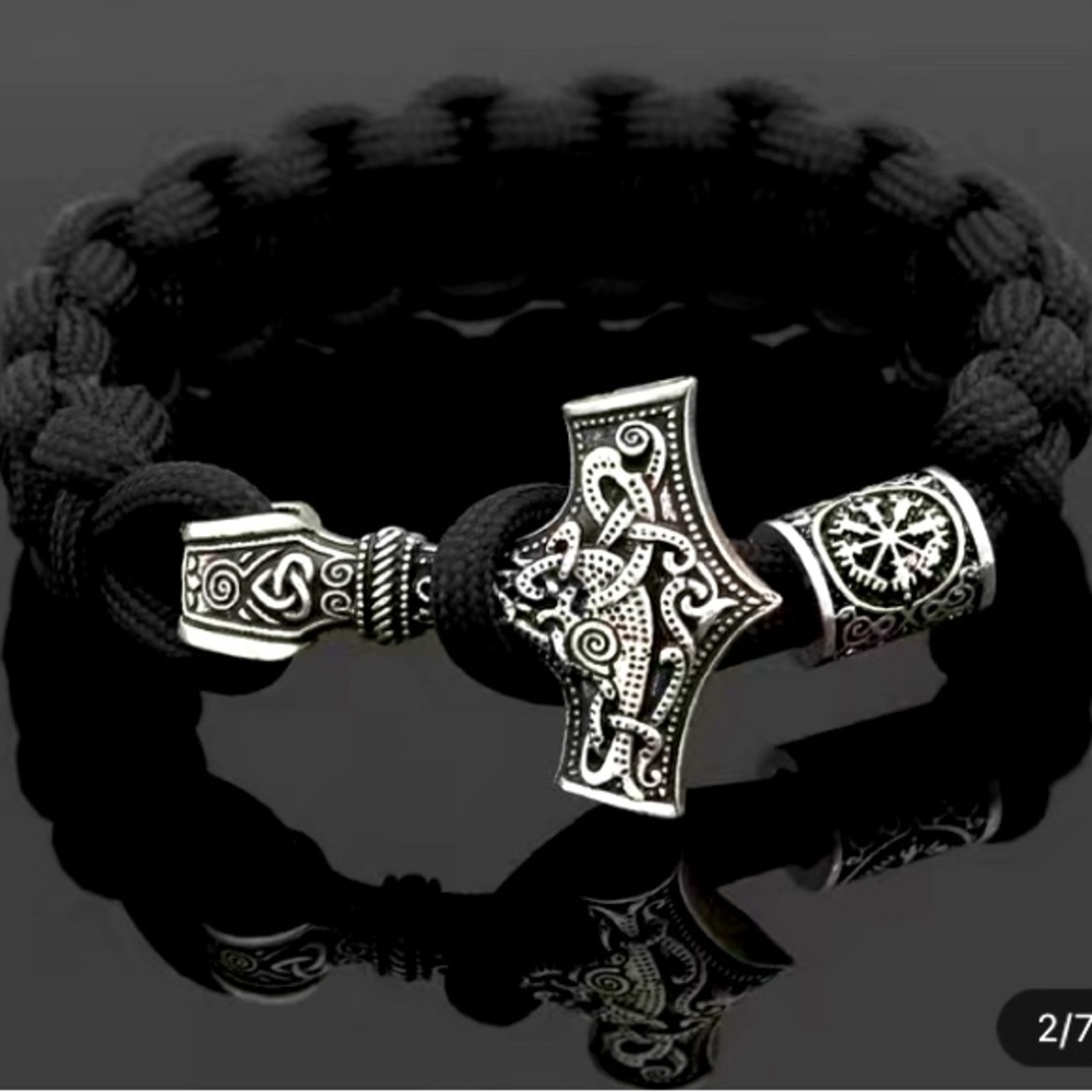 Nordic Viking Bracelet with Thor’s Hammer